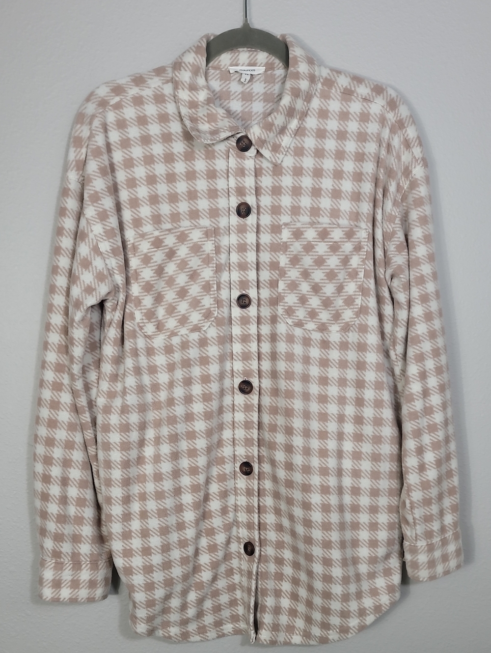 Maurices Plaid Flannel Button Up Shacket Size Small Cottage Cabin